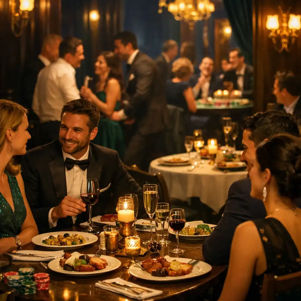 Convives lors d’une soirée thématique dans un restaurant nocturne